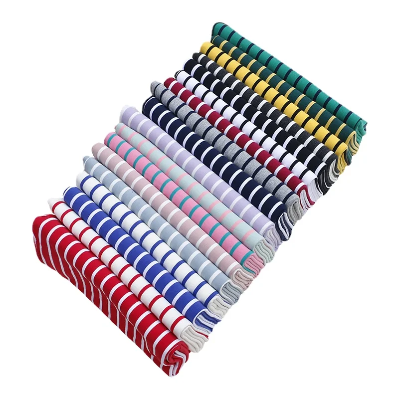 

Width 66'' Comfortable Combed Elastic Cotton Striped Terry Fabric By The Half Yard For Jacket Skirt T-Shirt Material