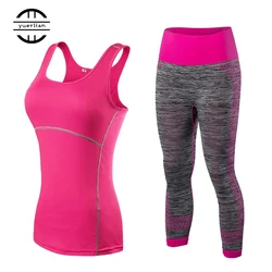 Quick Dry sportswear Gym Tracksuit Leggings Female T-shirt Costume Fitness Tights Sport Suit  Yoga Set Women