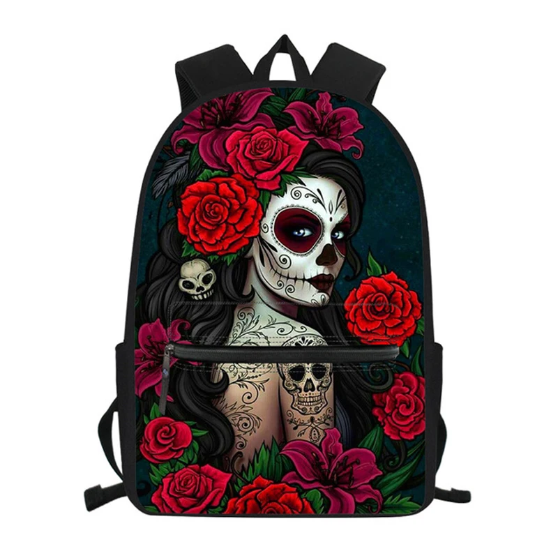 

Sugar Skull Gothic Girl 3D Printed College School Bags Kids Backpack Girls Schoolbag Campers Caravan Bookbags Student Book Bag