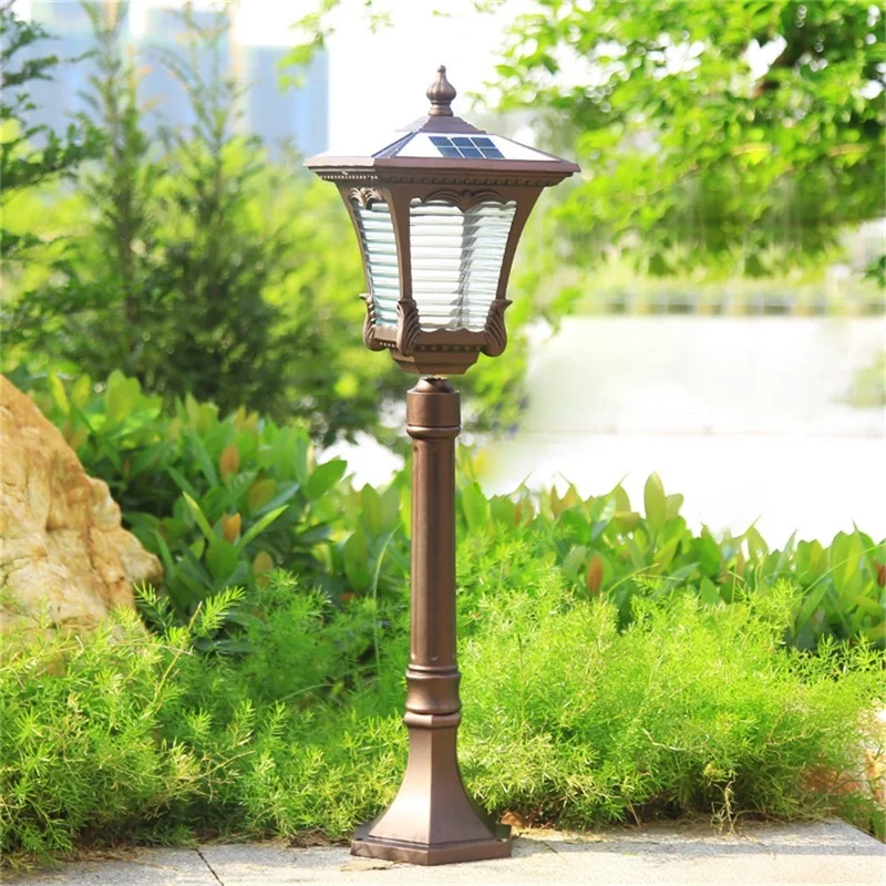 OUTELA Outdoor Lawn Lights Solar Retro Brown Garden Lamp LED Waterproof IP65 Home Decorative for Duplex