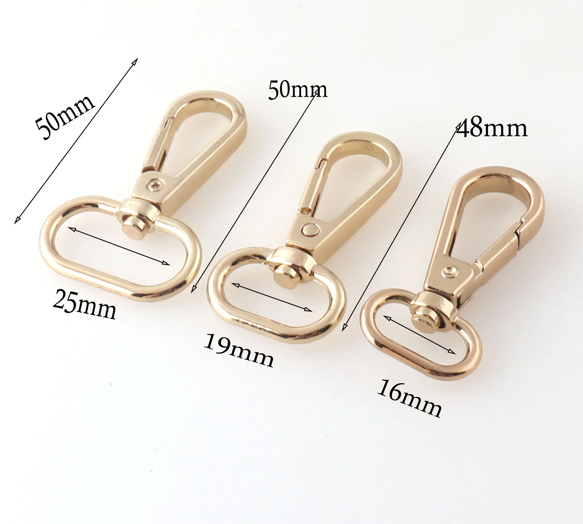 10 PCS Lobster Swivel Clasps Pale Gold Hook Clasps Carabiner Snap,Buckle Gate Bag Purse Strap Handbag Purse Hook-7mm-25mm