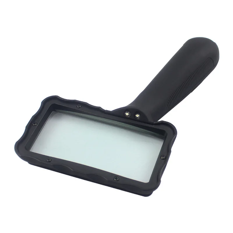 

MG84026A Handheld Magnifier 100x50mm rectangular with 2 LED lights square mirror illumination Multifunctional reading magnifier