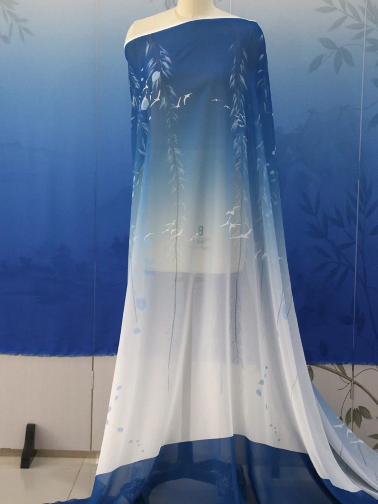 1 meter X 1.48 meter Dancing Dress Robe Fabric Gauze Soft Chiffon Material Painting