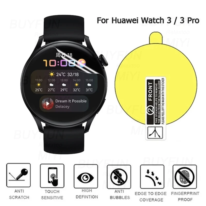 Film hydrogel incurvé 9D pour Huawei Watch, protecteur d\'écran Smartwatch, pas de verre sur 93wei GT3, 46mm, 42mm, 46mm, 3-12 pièces