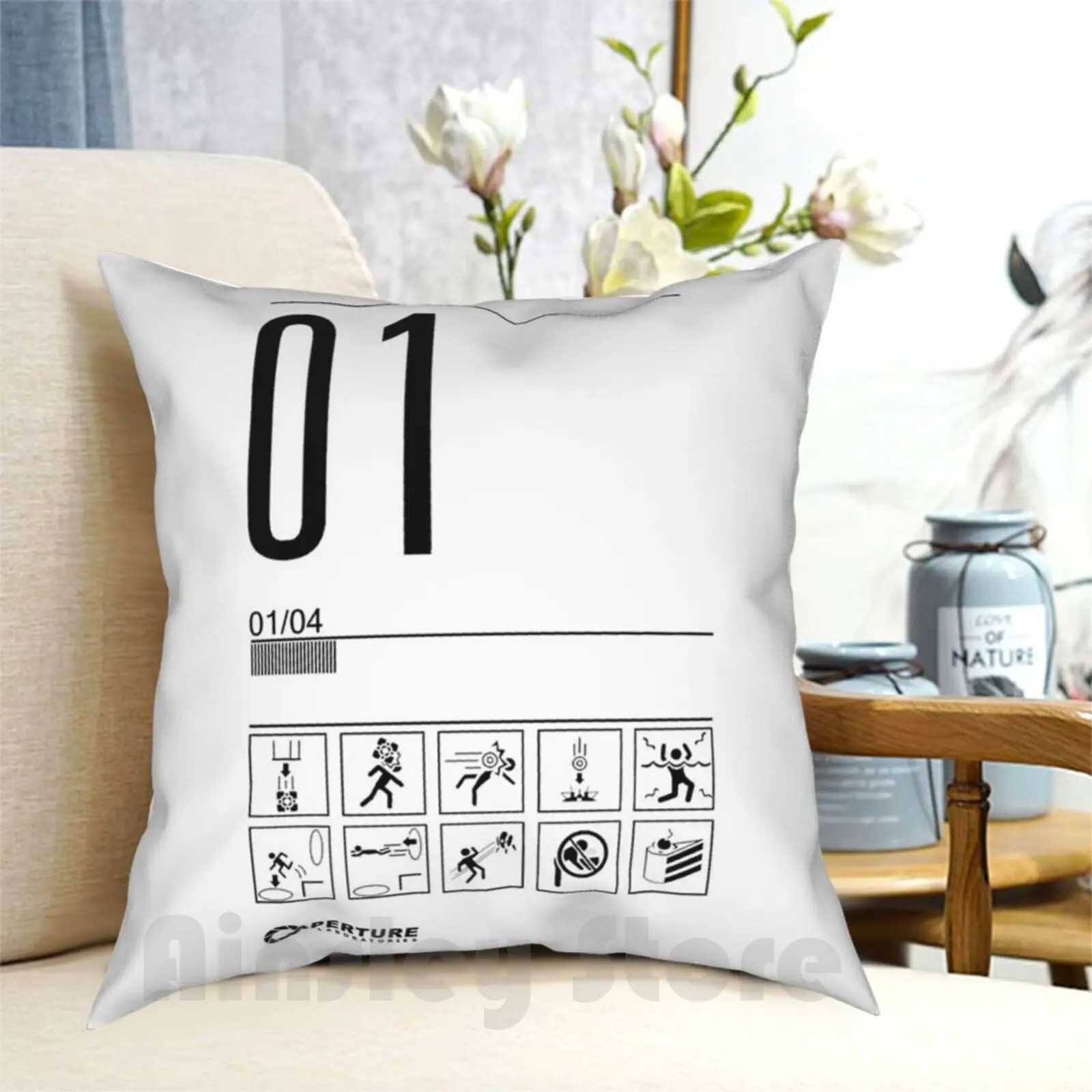 Level 01 Pillow Case Printed Home Soft Throw Pillow Portal 2 Portal Games 2 Puzzle Level Cake Valve Glados Portals