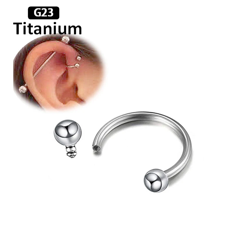 1PS New G23 Titanium internal thread round barbell body nose ring earrings fashion body piercing jewelry