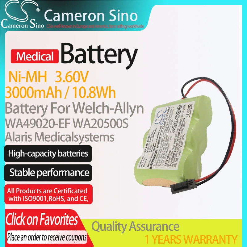 CameronSino Battery for Welch-Allyn WA49020-EF fits Alaris Medicalsystems 2860729 Medical Replacement battery 3000mAh/10.8Wh