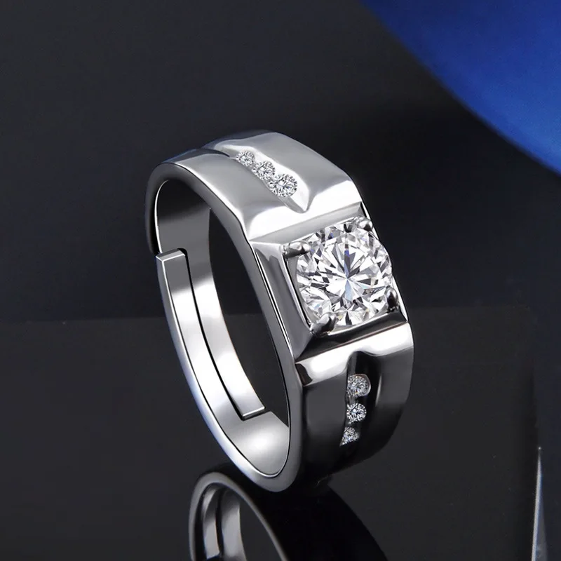 

SA SILVERAGE Men's Ring 925 Sterling Silver Women Rings Adjustable Opening Fine Style Silver S925 Pure Silver Zircon Open Ring