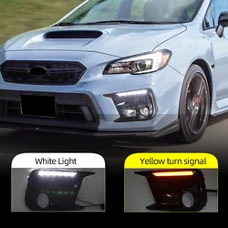 With Turn Signal Fog Lamp bezel Car LED DRL Daytime Running Light For Subaru WRX STI 2018 2019 2020 2021 fog lamp cover