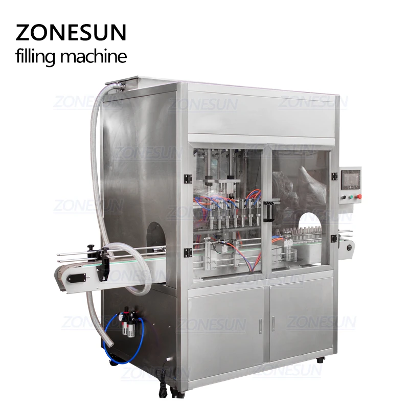ZONESUN-Machine de Remplissage d'Emballage existent à Grande Vitesse, Ligne de Production de Boissons, sexuellement, Huile, Eau, Lait, Huile, Miel, 8 Têtes