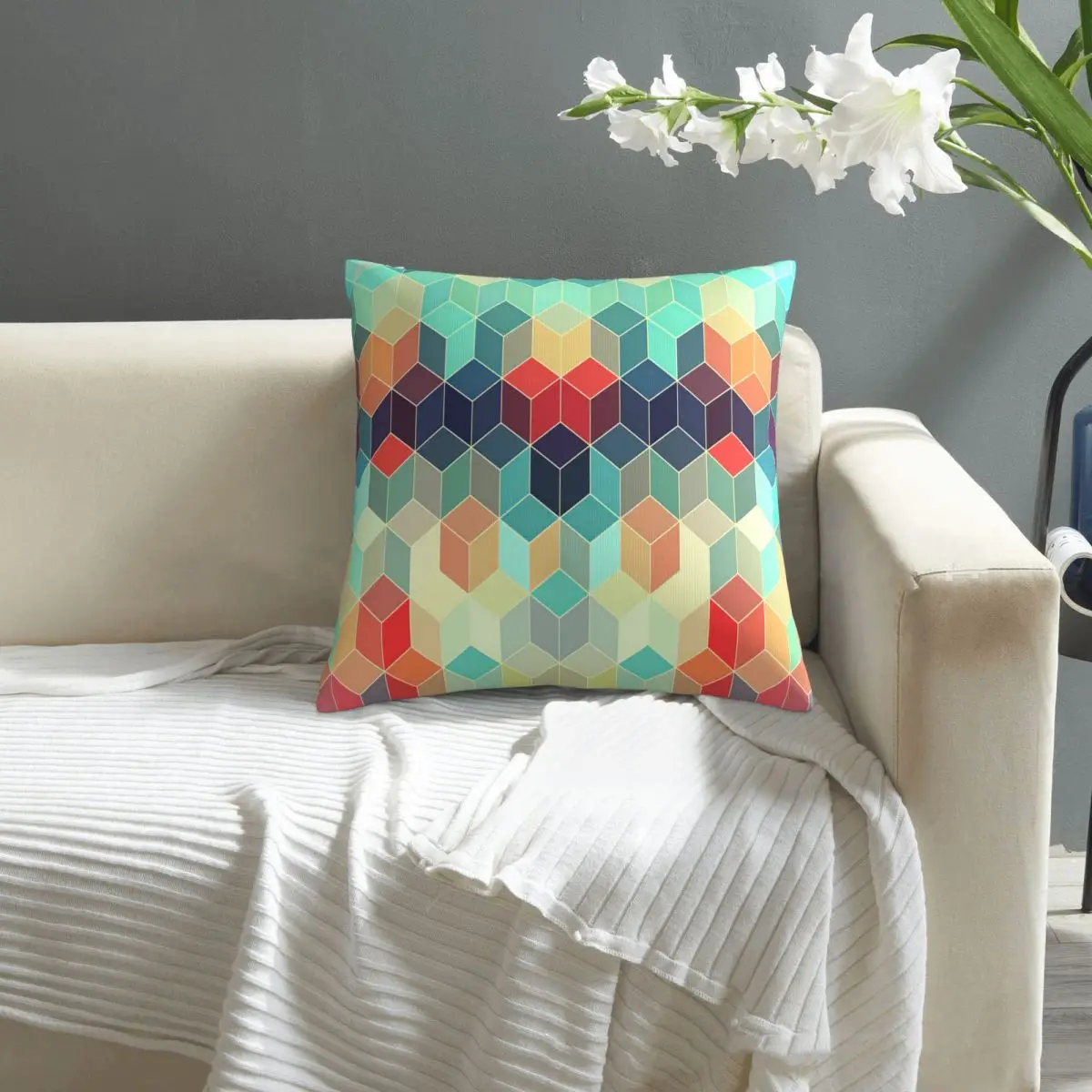 Retro Hipster Color Mosaic Pattern pillowcase printed cushion cover sofa waist pillow pillow cover