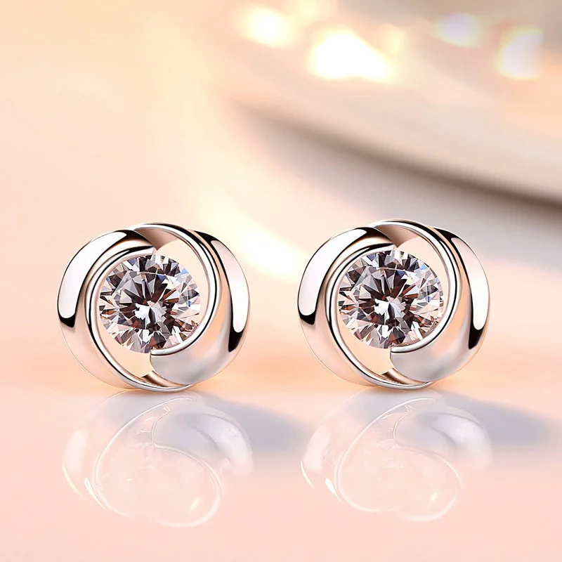 Huitan Delicate Cubic Zirconia Earrings Lady's Daily Wearable Accessories High-quality Silver Color Simple Elegant Women Jewelry