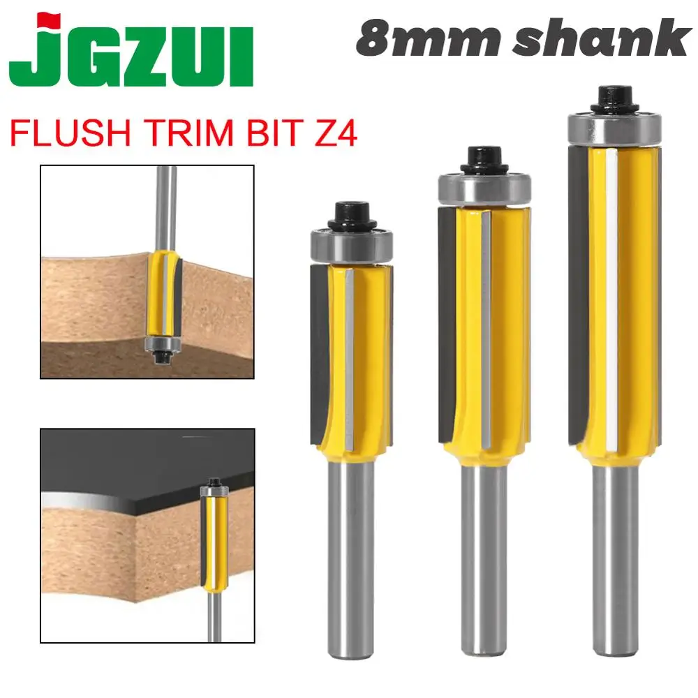 Bits de Rolamento Superior e Inferior Fresa para Madeira Cortadores de Madeira Guarnição Nivelada Padrão z4 Router Bit mm 13 Pcs