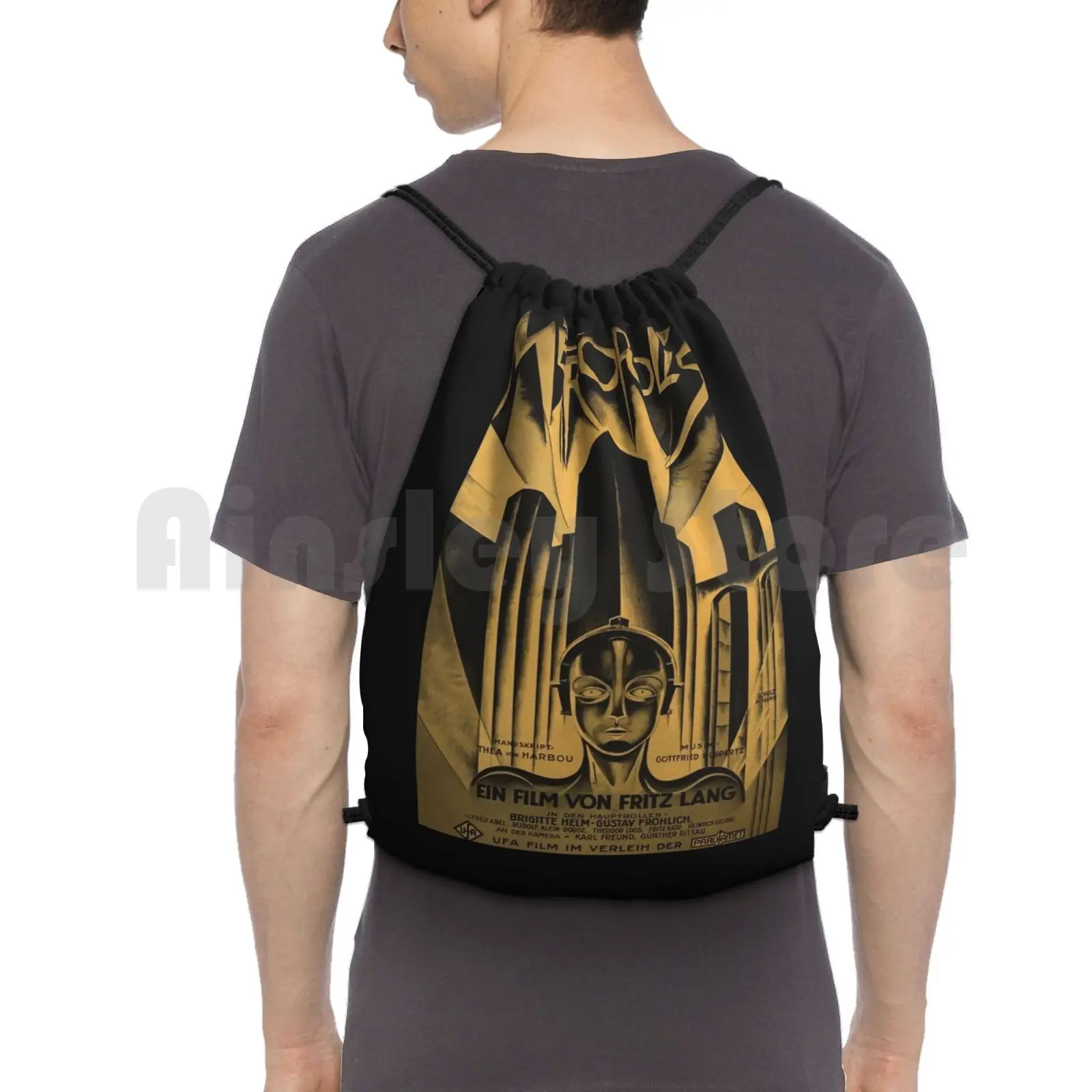 

Metropolis , Fritz Lang , 1926-Vintage Movie Poster , B&amp ; W Backpack Drawstring Bag Riding Climbing Gym Bag Vintage