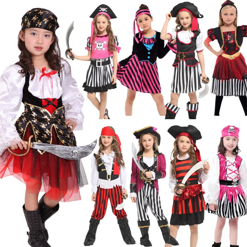 

Children Pirate Cosplay Costumes Dress Girls Pirates Halloween Carnival Party Costume Girl dress Kids Fantasia Infantil Clothing