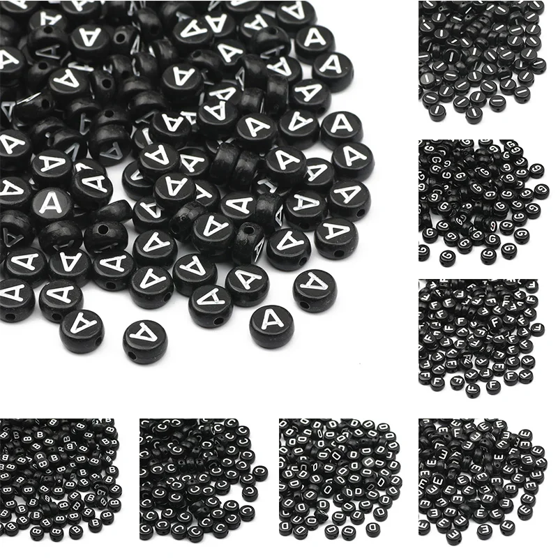 50/100pcs/lot 7x4mm Round 26 Alphabet Letter Acrylic Loose Spacer Beads for Jewelry Making Charms Diy Bracelet Accessories