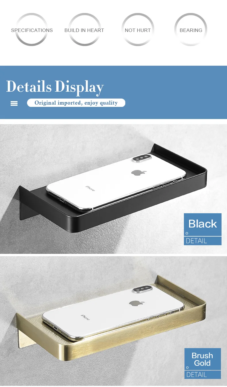 Falangshi Badezimmer Regal Telefon Lagerung Rack Regale Edelstahl Wand Halterung Dusche Korb Halter Telefon Halter WB8015 – Detail 3