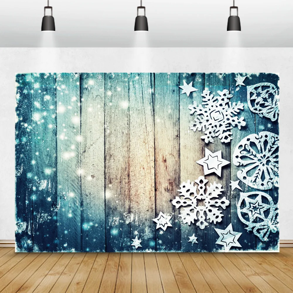 Old Wooden Boards Texture Christmas Photography Backdrop Winter Snowflake Baby Newborn Photocall Background Vinyl Photo Studio