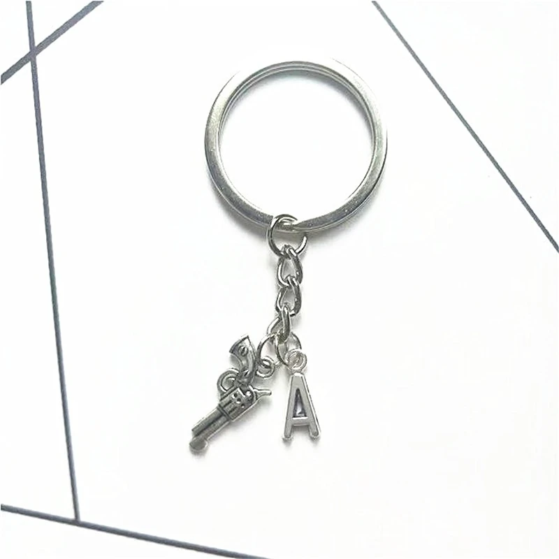 Gun Keychain, Pistol Key Chains, Monogram Charm, Revolver Keyring, Revolver Key Ring, Charm Keychain, Handgun Charm