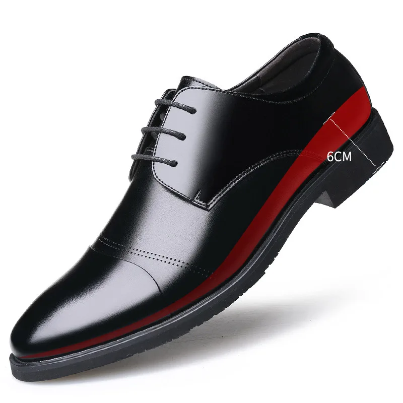 6CM Man Business Leather Shoes Men Dress Oxfords Insert Increased Men\'s Elevator Heels