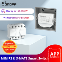 SONOFF MINIR3 16A Wifi Smart Switch with S-MATE Remote Controller No Neutral Wire Solution Smart Scene for Alexa Google Home