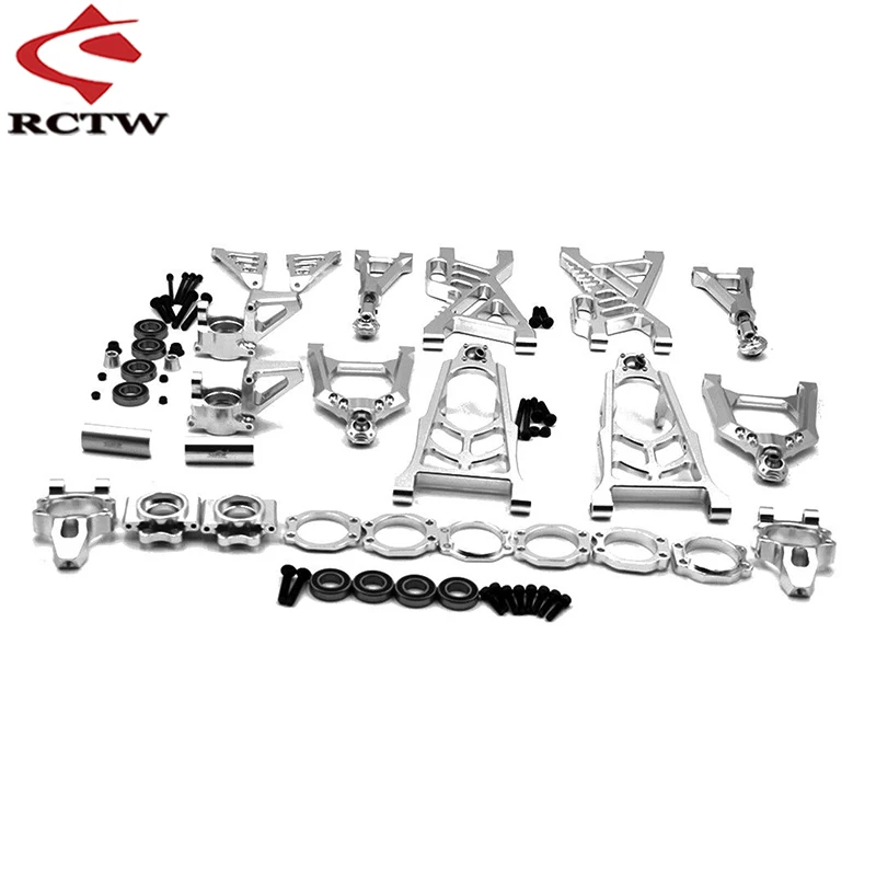 

CNC Metal Front Suspension Arm Set with Hub Carrier Kit for 1/5 Hpi Rofun Baha Rovan Km Baja 5b SS 5T Rc Car Toys Parts