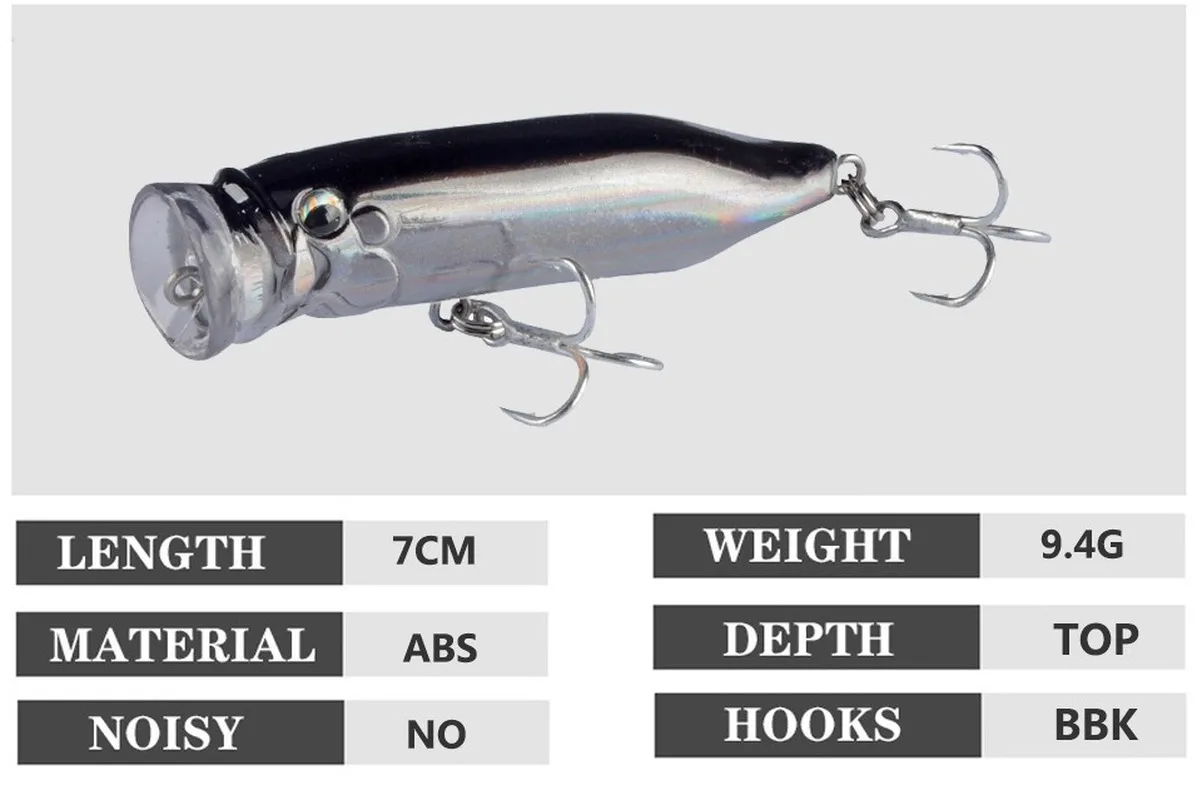 Popper: señuelo de pesca artificial - isca ligera, 9,4 g versátil - imagen 3