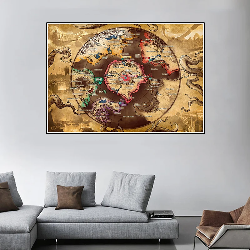 150*100Cm Retro Bản Đồ Tranh Canvas Vintage Trang Trí Không Dệt Trang Treo Tường Và Hình In Phòng Khách trang Trí Nhà Cửa