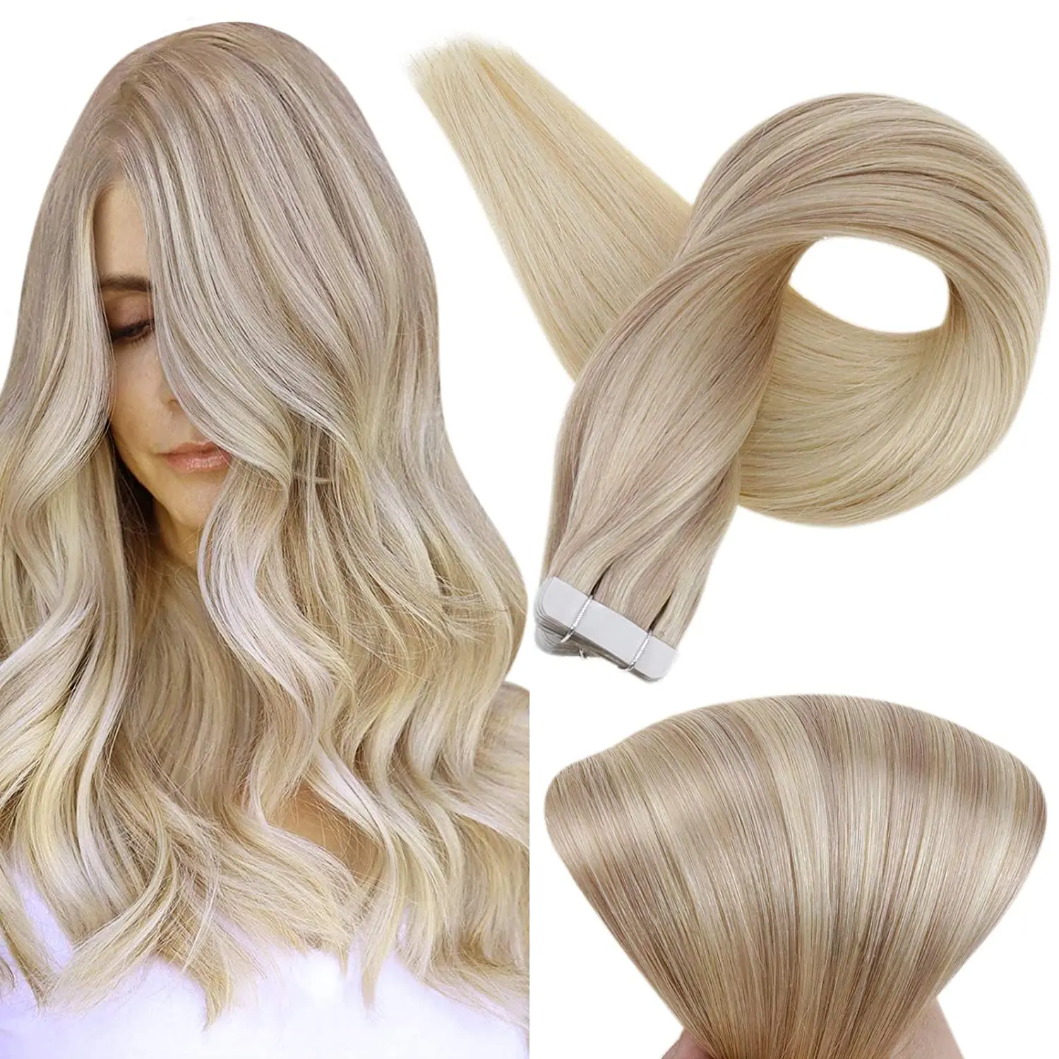Volledige Glans Tape In Human Hair Extensions Balayage Blonde Kleur Omber 100% Menselijk Haar Huid Inslag Lijm Op Naadloze Remy Haar