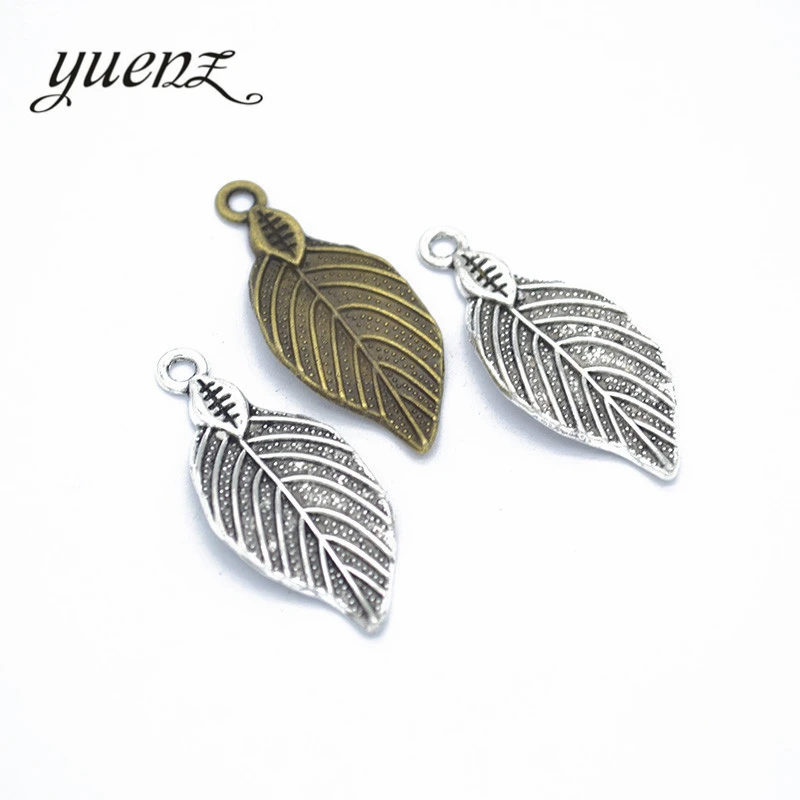 

YuenZ 10pcs 2 colour Antique silver color tree leaf Charms Plated Pendants Jewelry Making DIY Handmade Craft 35*15mm Q315