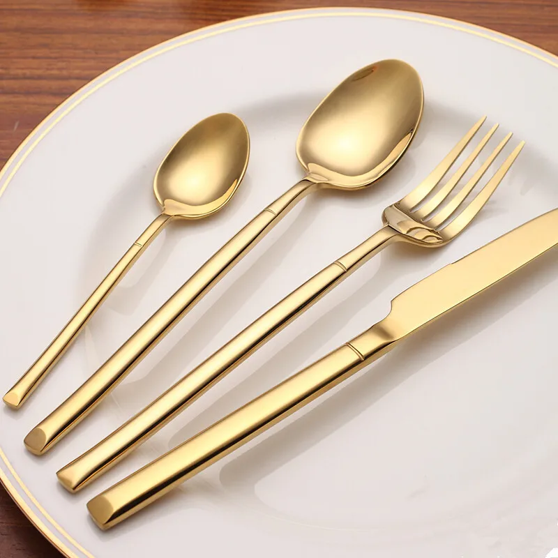 Luxury Stainless Steel Tableware Set Rose Gold Western Dinner Set Knife Fork Spoon Flatware Home Wedding Cutlery Set 4pcs