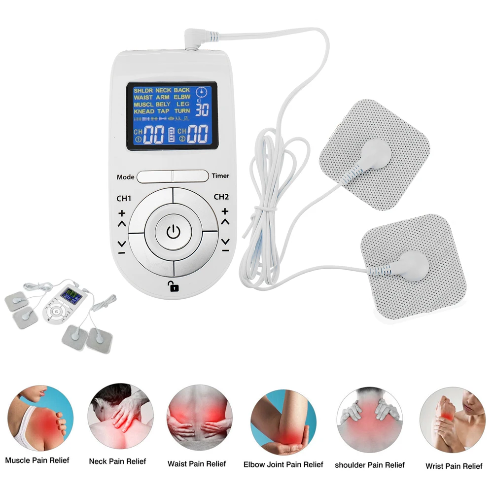 

12 Modes Electric Stimulation Tens Machine Unit 4 Electrodes Pads Pain Relief Digital Therapy Massager EMS Electroestimulador