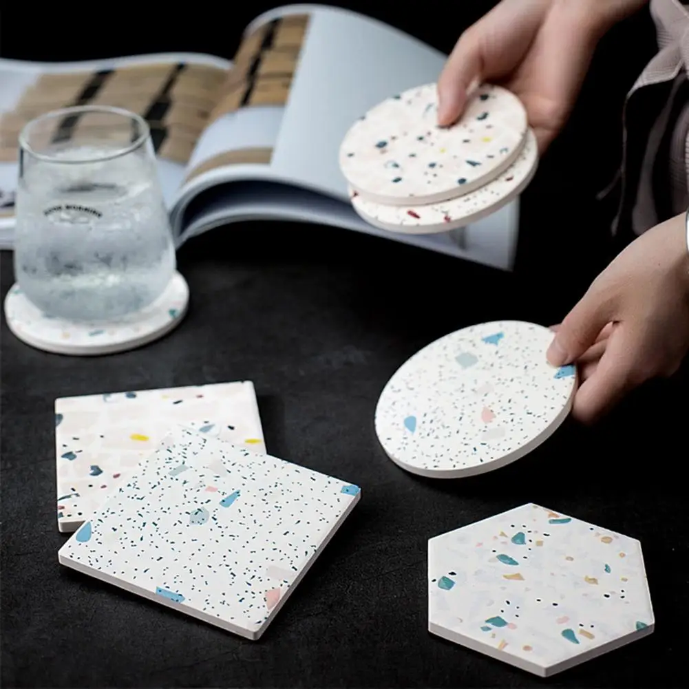 Multi-use Good Absorption Cup Coaster Diatomaceous Earth Adorable Cartoon Pattern Cup Mat for Home