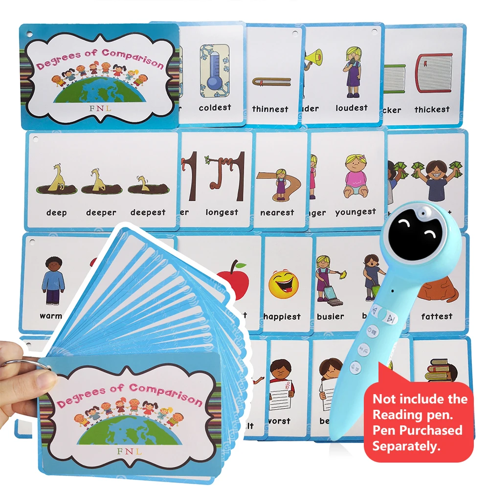 Graden Van Vergelijking Vergelijkende Niveau Engels Flashcards Kids Games Ord Kaarten Onderwijs Leren Speelgoed Voor Kinderen Montessori