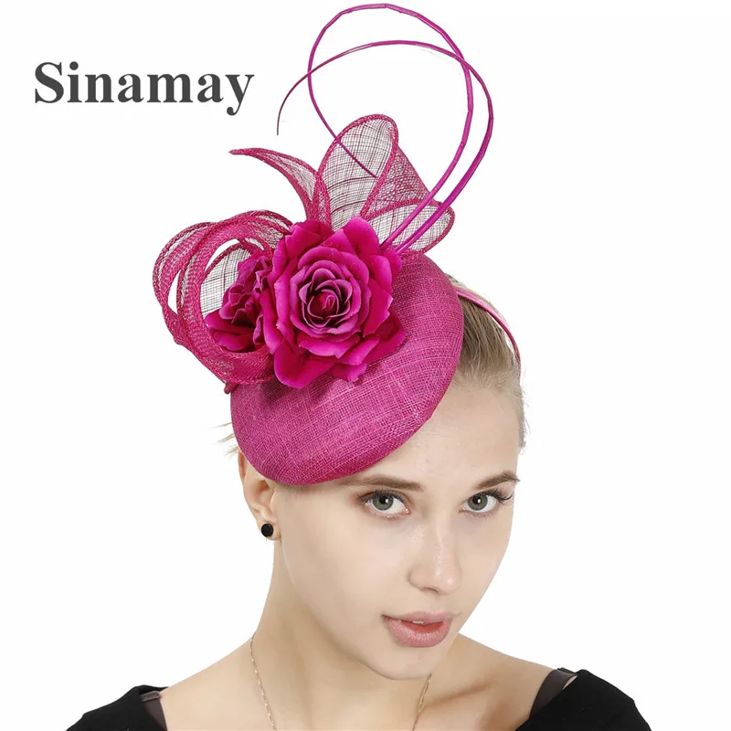 High quality Sinamay Wedding Fascinator Hats Flower Headwear Hairpin Bride Party Dinner Cocktail Hair Accessories Event Hats