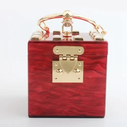 New personality handcuffs square acrylic drill bag fashion British wind portable women's evening bag