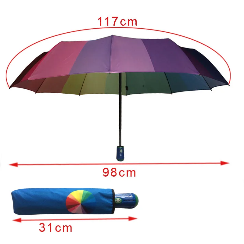 Зонт женский автомат Outdoor Rainbow Umbrella Rain Women 10k Big Umbrella Automatic Fashion Colorful Paraguas Зонтик женский