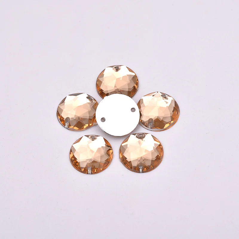 JUNAO 6 8 10 12 16 20 30 mm Round Sewing Crystal AB Rhinestones Sew On Flatback Acrylic Strass Stones For Clothes Decoration