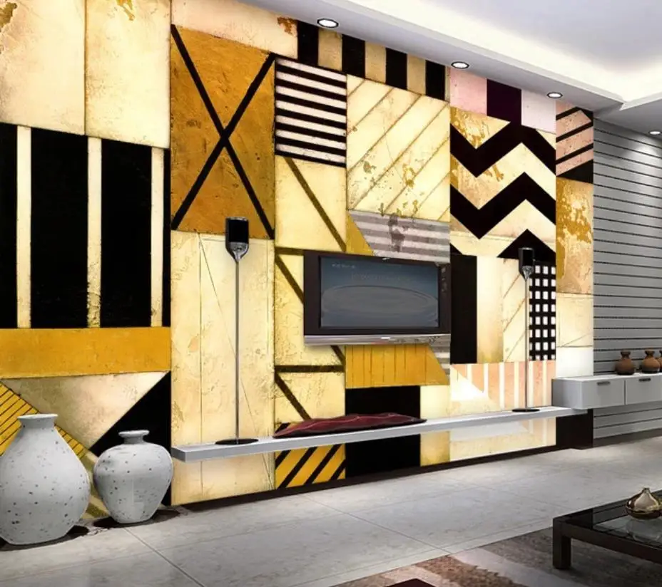 3d murals wallpaper for living room Abstract gold geometric wallpapers decorative TV background wall painting