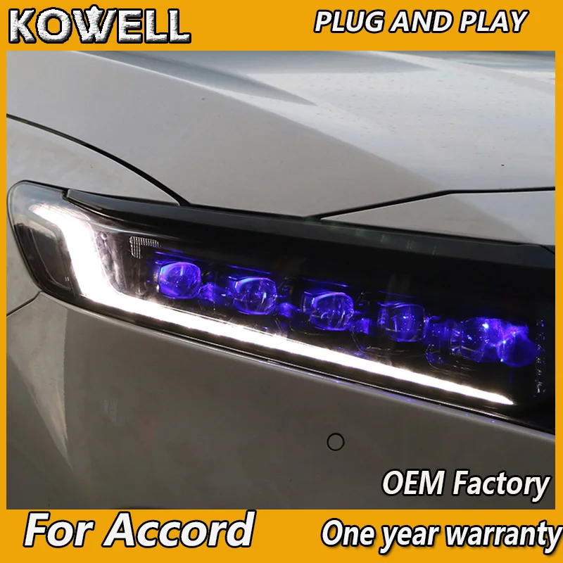 KOWELL Car Styling For Honda 2018-2019 Accord headlights For Accord 10 10th head lamp led DRL front  ALL LED headlight