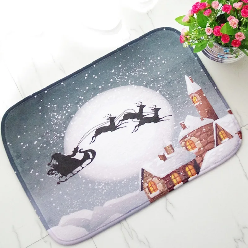 Tappeto di buon natale alfombre Dormitorio babbo natale luci di capodanno bordo di neve cervi Tapetes Para Casa Sala Tapis Vloerkleed