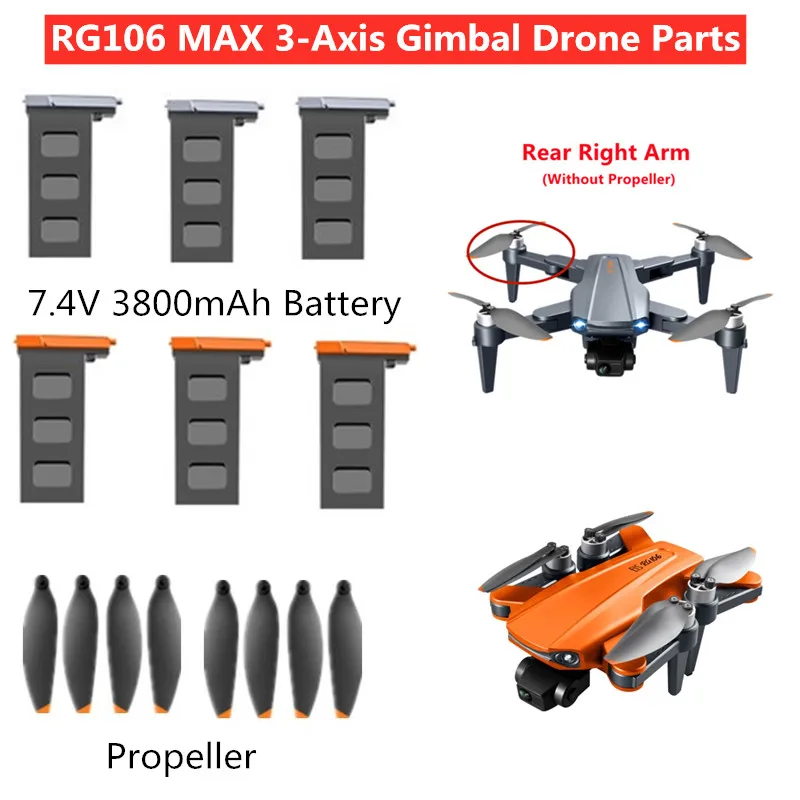 RG106 MAX Battery 7.4V 3800mAh Battery For RG106 MAX RC Drone Parts RG106 MAX RC Dron Accessories RG106 Drone Battery Blades Toy