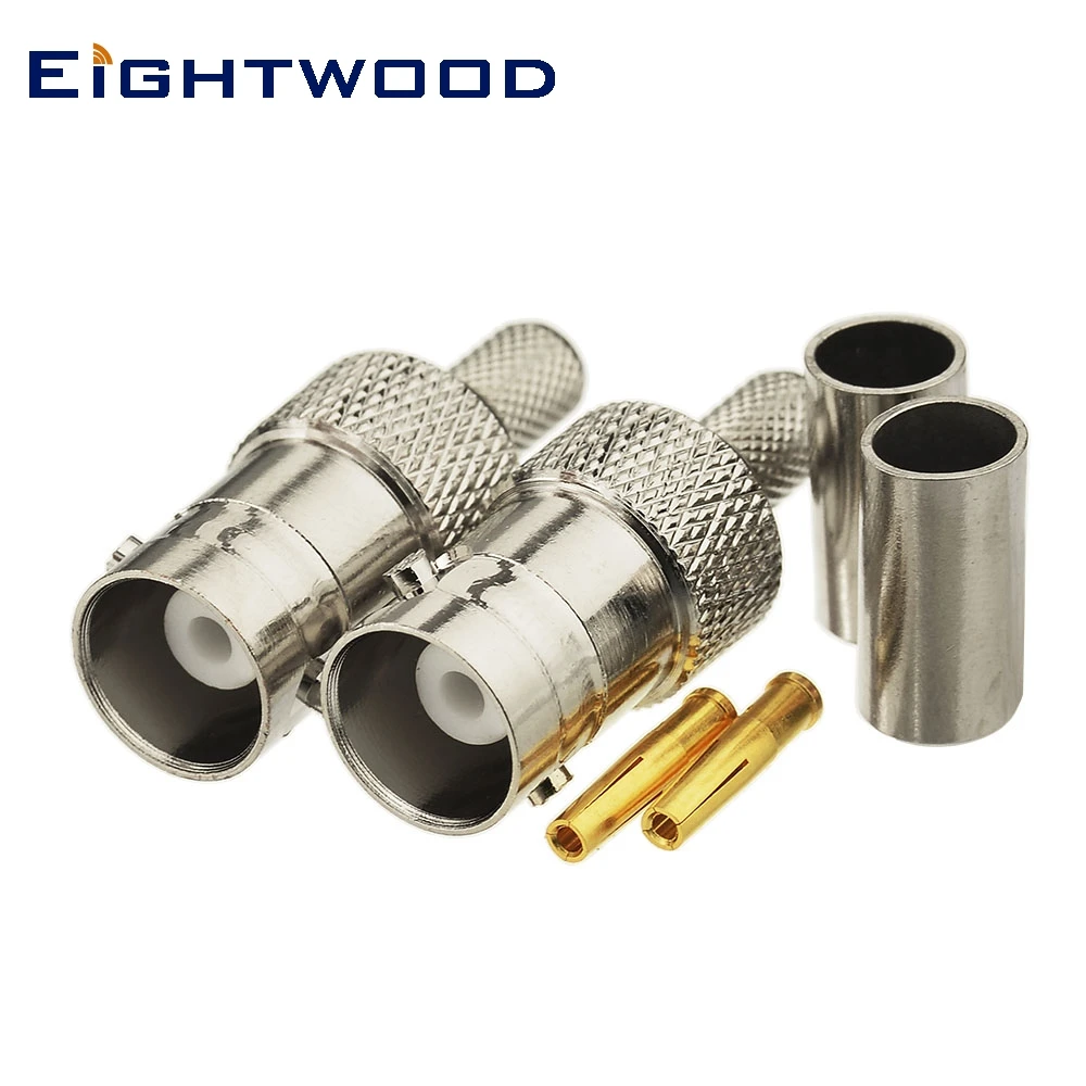 Eightwood BNC Jack RF Connector Adapter Crimp LMR-195 Cable for CB Baofeng BF-888s UV-5r UHF Ham Radio Aerial Antenna 2PCS