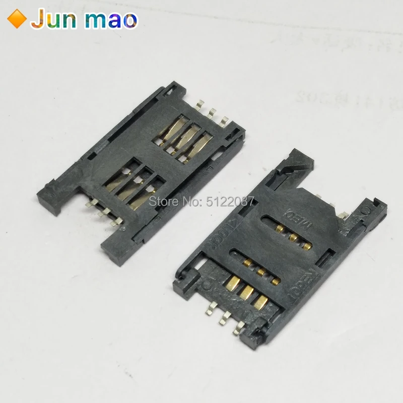 10PCS/LOT Card holder 6P Connector SMT TF Memory Card Socket / Slot / Seats/ Holder for phone 6Pin All plastic SIM