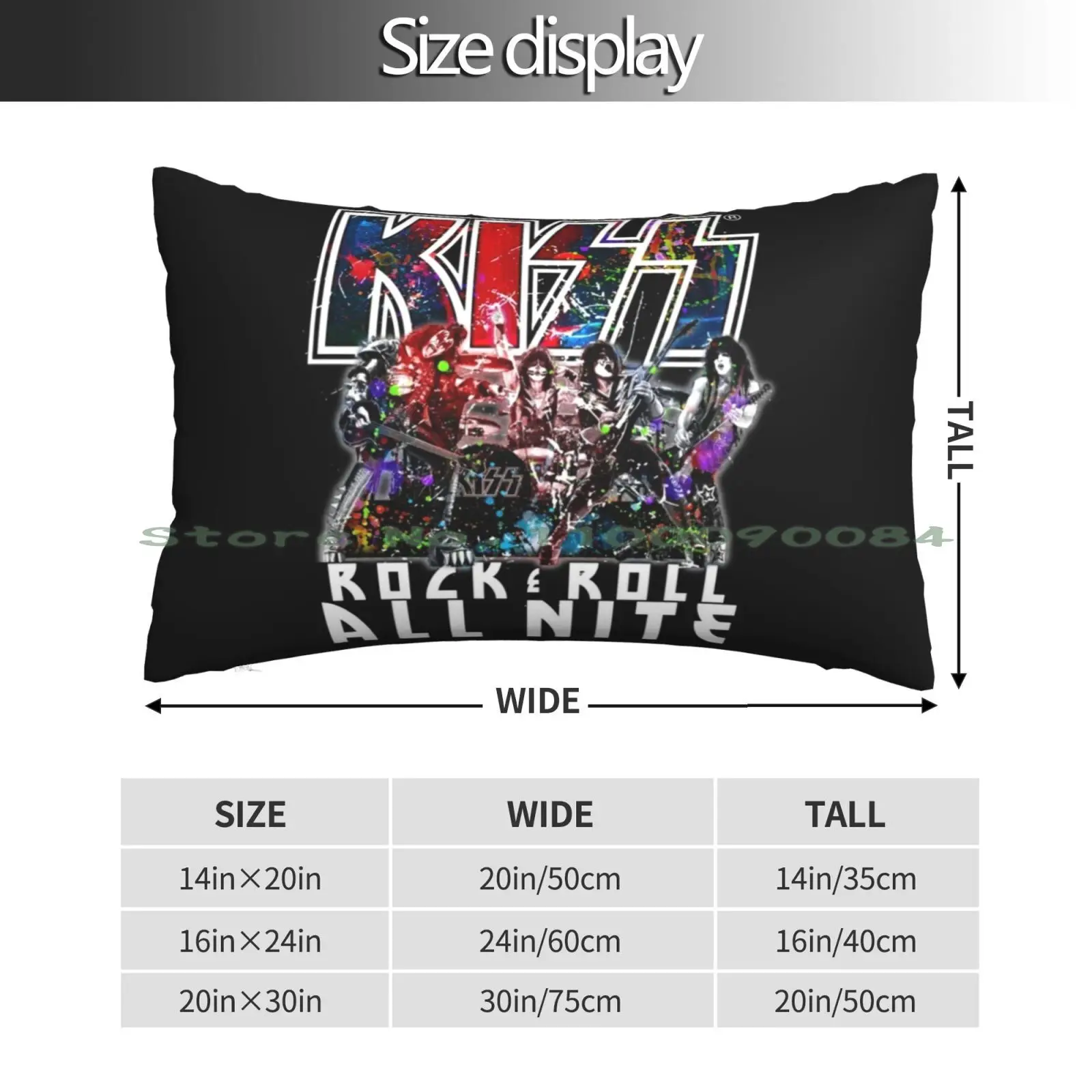 Kiss Rock N Roll All Nite Colorful Classic Rock Pillow Case 20x30 50*75 Sofa Bedroom Logo Motocros Superbike Protec Long