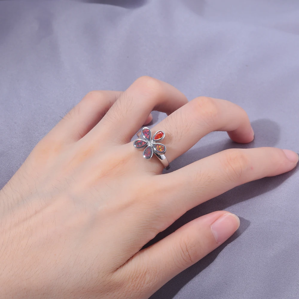CiNily Created Orange Fire Opal Orange Stone Zircon Silver Plated Wholesale Hot Sell Women Jewelry Ring Size 6-9 OJ9621