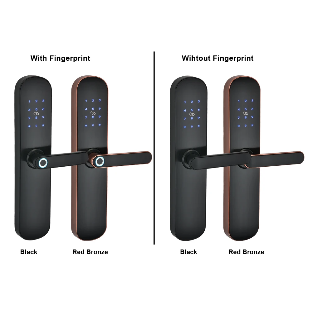 Electronic Security Smart Bluetooth TTLOCK App WiFi Digital Code IC Card Biometric Fingerprint Door Lock for Home