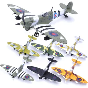 22cm 4D DIY Mainan Fighter Merakit Blok Bangunan Model Pesawat Model Militer Senjata WW2 Jerman BF109 UK Hurricane Fighter 12 kit model pesawat penjualan terbaik - №