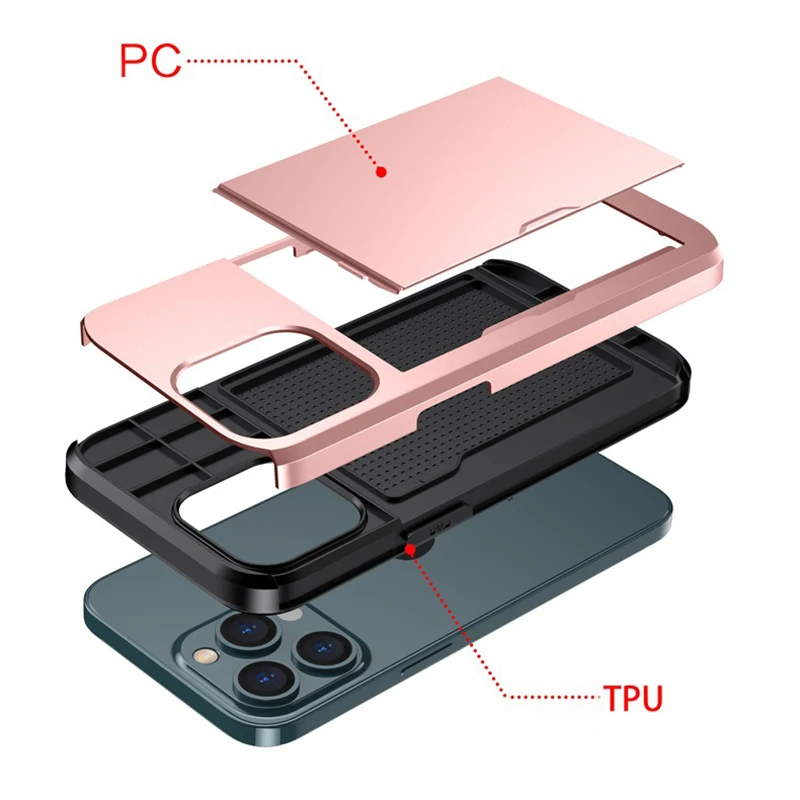 Ik05 para iphone 11 12 13 pro max mini x xr 7 8 plus se 2020 luxo gota resistente slot para cartão carteira telefones celulares caso smartphone