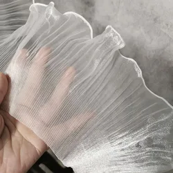 1m/lot 9cm/13-14cm Transparent Shiny Organza Pleated Three-dimensional Ruffled Fabric Wedding Stage Dress Modeling Fabric X1246